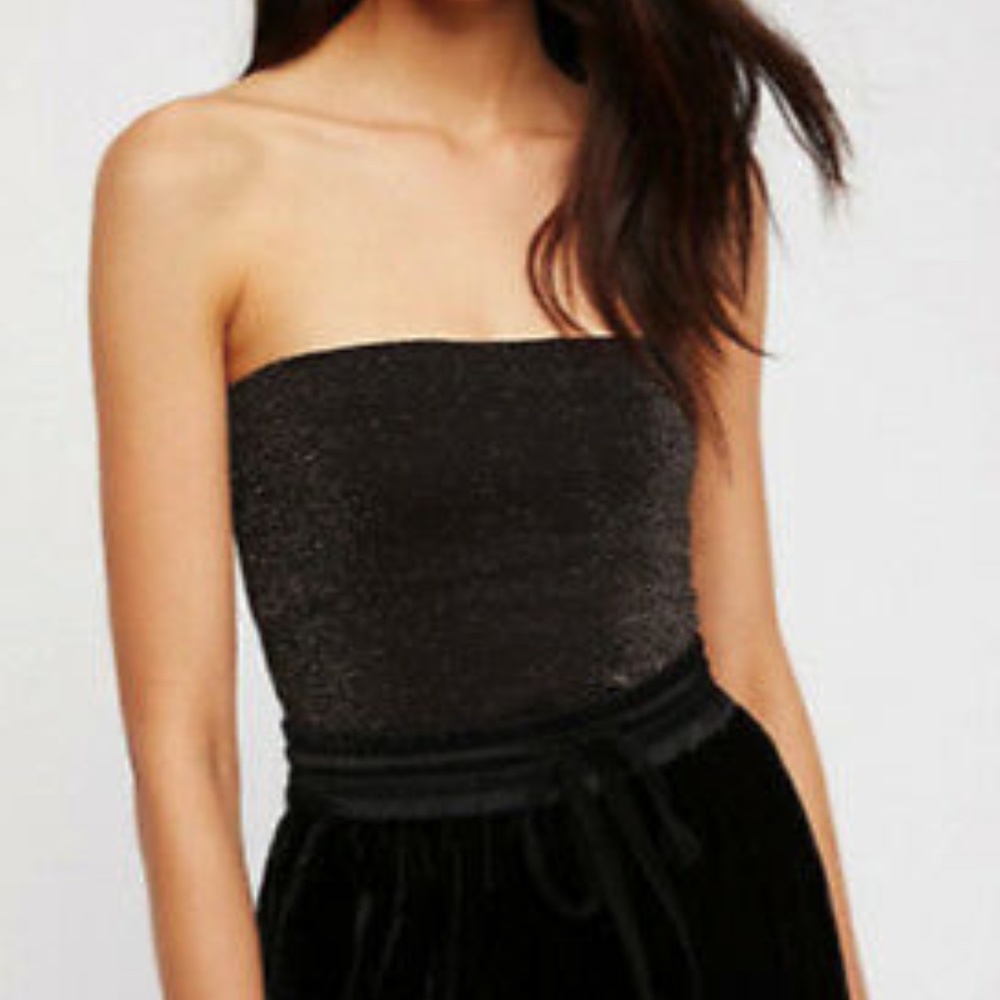 Intimately Free People Black/Gold Sparkle Tube Top